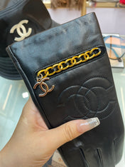 GLOVES IN BLACK LAMBSKIN GOLD HARDWARE 463837