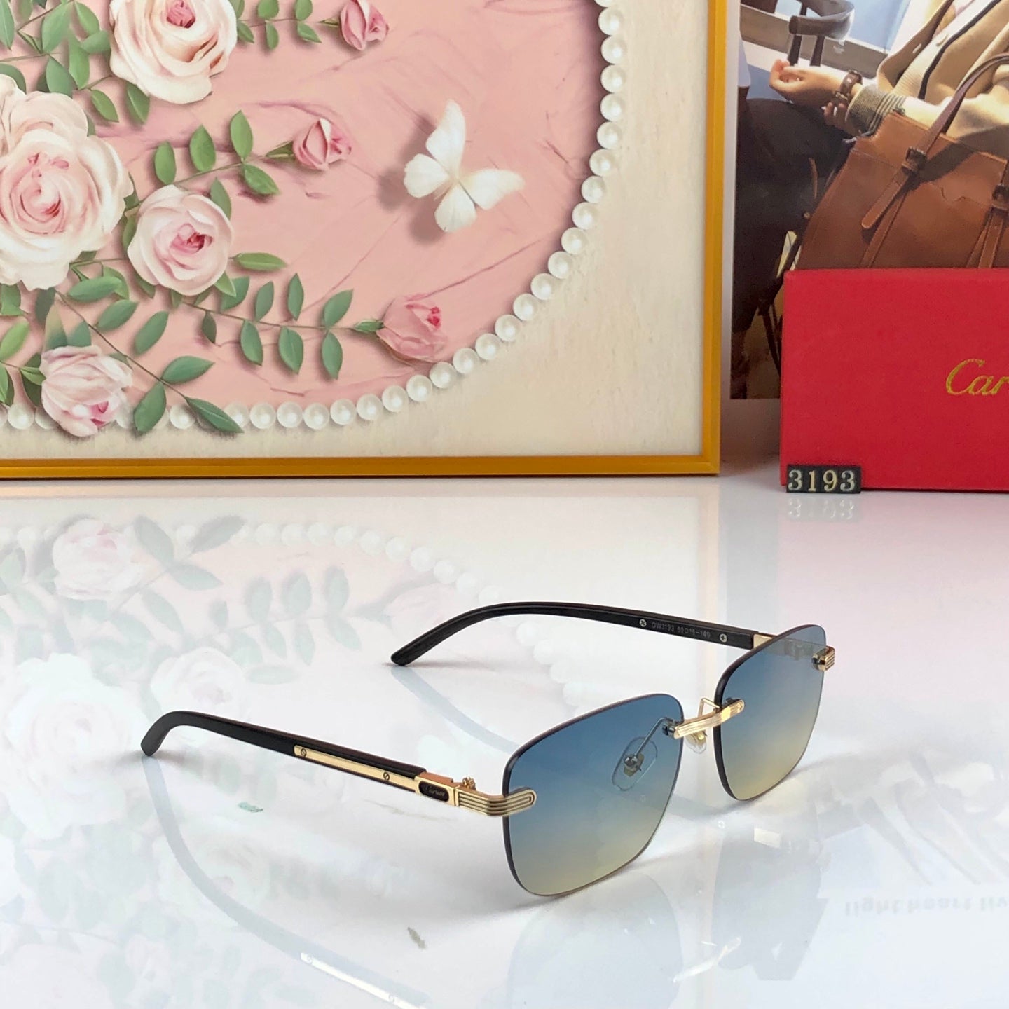 CARTIER 26S RIMLESS RECTANGULAR FRAME IN METAL 443441