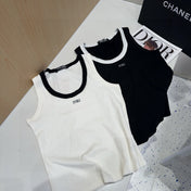 TANK TOP 615175 IN WHITE COTTON RIBBED BLACK TRIM