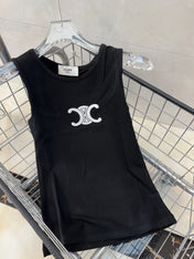 TANK TOP 627696 IN BLACK COTTON RIBBED