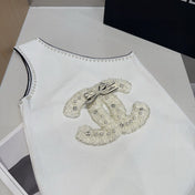 ONE SHOULDER TOP 643220 IN WHITE COTTON EMBOSSED PEARL