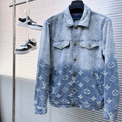 LV SHIRT JACKET IN LIGHT BLUE RIPPED MONOGRAM DENIM 239123