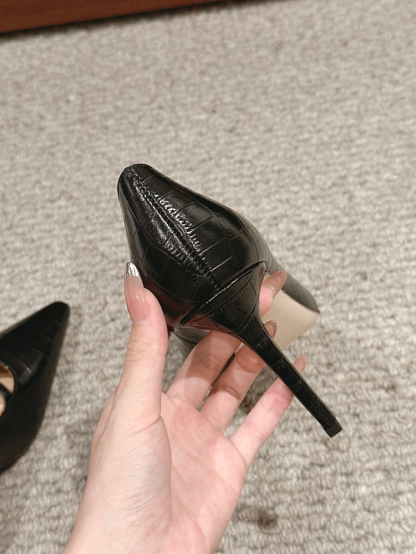 HIGH HEEL 10 CM IN BLACK CROCODILE LEATHER