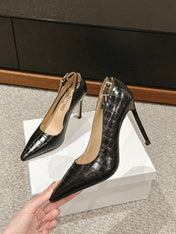 STAMPED CROCODILE LEATHER ANGELINA PUMP BLACK