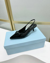 PRA PATENT LEATHER SLINGBACK PUMPS 50 BLACK