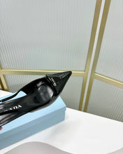 PRA PATENT LEATHER SLINGBACK PUMPS 50 BLACK