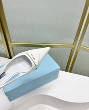 PRA PATENT LEATHER SLINGBACK PUMPS 75 WHITE