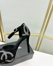 HIGH HEELS ONE STRAP IN BLACK GOATSKIN