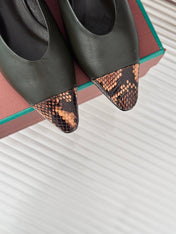 LP REBECCA BALLET FLATS CHARCOAL WAXED LEATHER