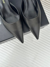SL BARBARA MULES 55 BLACK CALFSKIN