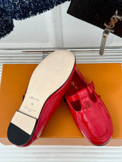 LV WOMEN SOHO FLAT MARY JANE IN CHERRY RED CALFSKIN