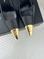 SL JEANNE SLINGBACK PUMPS BLACK CALFSKIN