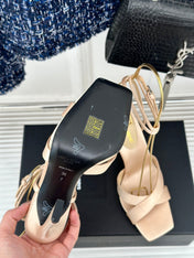 SL CORINNE SANDALS BEIGE SATIN CREPE