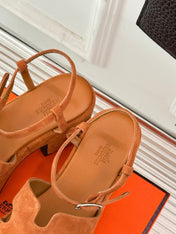 HM 25S JAM 30 HIGH-HEEL SANDAL IN TERRACOTTA ORANGE SUEDE