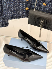 KITTEN HEEL PUMPS IN BLACK CALFSKIN