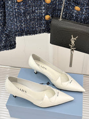 KITTEN HEEL PUMPS IN WHITE CALFSKIN