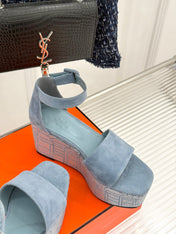 ILLUSION 35 SANDAL IN LIGHT BLUE SUEDE WITH RHINESTONE DETAILS