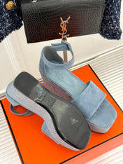 ILLUSION 35 SANDAL IN LIGHT BLUE SUEDE WITH RHINESTONE DETAILS
