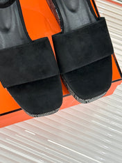 ILLUSION 35 SANDAL IN BLACK SUEDE WITH RHINESTONE DETAILS