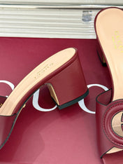 MID-HEEL MULE IN RED CALFSKIN