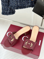 MID-HEEL MULE IN RED CALFSKIN