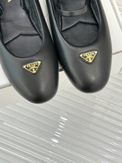 PRADA 25S SOFT PADDED BALLERINAS IN BLACK NAPPA LEATHER