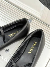 PRADA 25S SOFT PADDED BALLERINAS IN BLACK NAPPA LEATHER