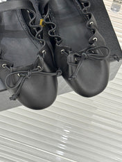 ALAIA 26S MARY JANE FLATS IN BLACK LAMBSKIN WITH BOW