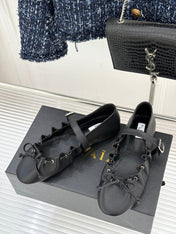 ALAIA 26S MARY JANE FLATS IN BLACK LAMBSKIN WITH BOW