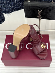 GUCCI 26S HIGH-HEELED SANDALS 120 MM IN DARK RED CALFSKIN