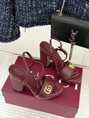 GUCCI 26S HIGH-HEELED SANDALS 120 MM IN DARK RED CALFSKIN