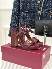 GUCCI 26S HIGH-HEELED SANDALS 120 MM IN DARK RED CALFSKIN