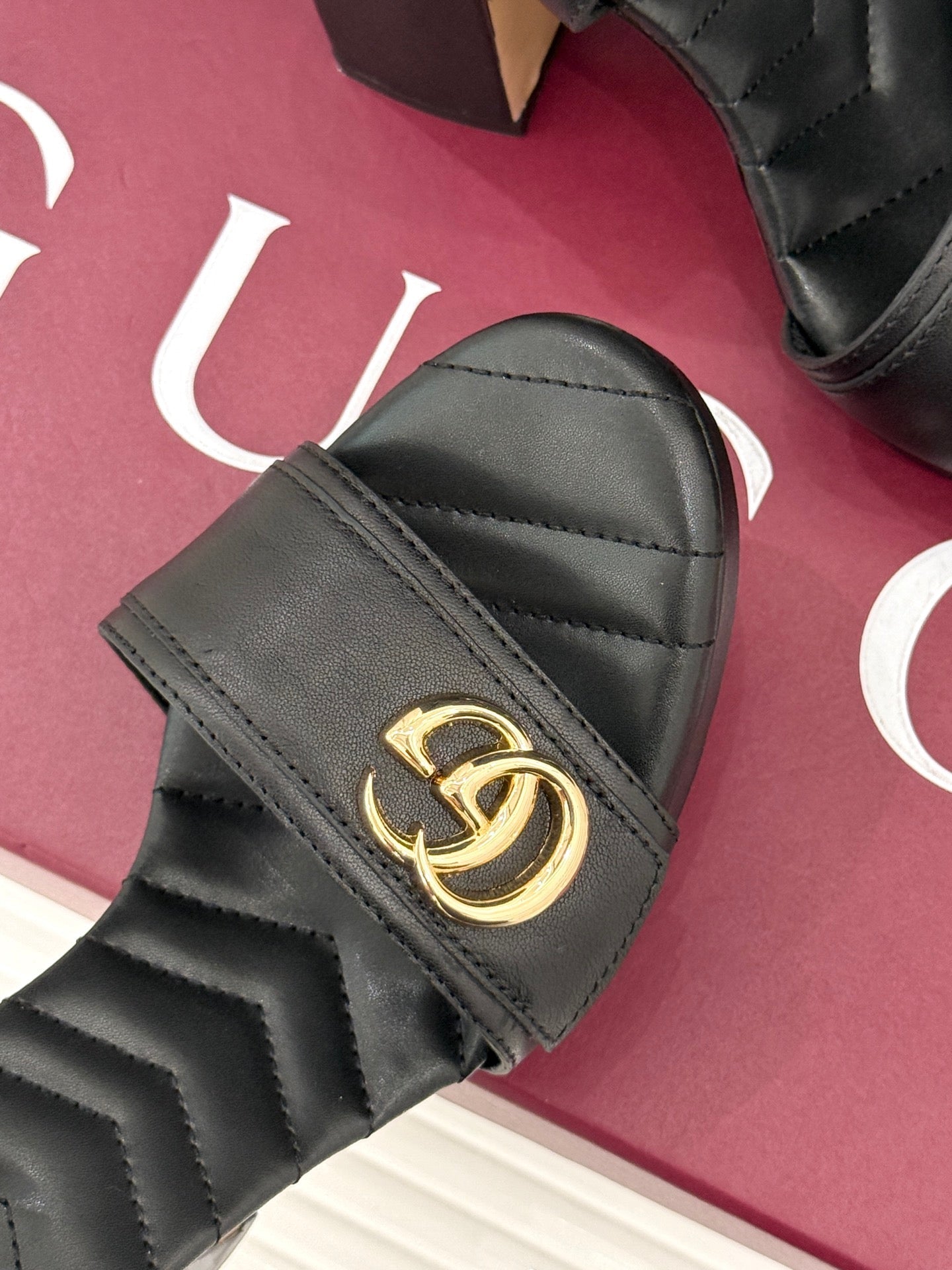 GUCCI 26S HIGH-HEELED SANDALS 120 MM IN BLACK CALFSKIN