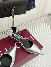 GUCCI 26S HIGH HEELS 55 MM IN SILVER LAMBSKIN
