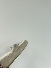 LACE-UP LOAFERS IN BEIGE SUEDE AND WHITE FLEECE LINING