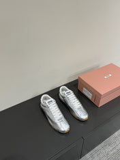 PLUME NAPPA SNEAKERS IN SILVER LAMBSKIN