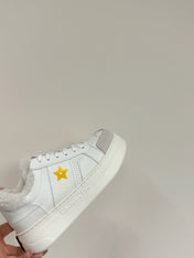 YELLOW STAR SNEAKER WHITE CALFSKIN AND SUEDE CALFSKIN WITH SHEARLING LINING