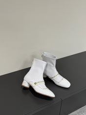 BELLE-D HEELED ANKLE BOOT WHITE PATENT CALFSKIN