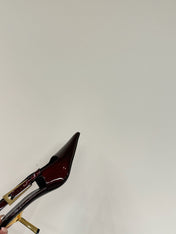 LEE SLINGBACK PUMPS 75 MM IN BURGUNDY RED PATENT CALFSKIN
