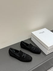 LOAFERS IN BLACK SUEDE EMBROIDERED LOGO