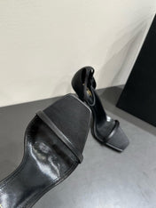 YSL HEELED SANDALS 25S 105 MM IN BLACK LAMBSKIN