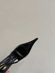 YSL HIGH SLINGBACK 25S IN BLACK GLOSSY LAMBSKIN