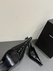 YSL HIGH SLINGBACK 25S IN BLACK GLOSSY LAMBSKIN