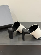 BALENCIAGA 25S HIGH-HEELED SANDALS IN WHITE CALFSKIN WITH SILVER HARDWARE