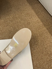 CHANEL 26S MARY JANE FLATS IN BEIGE SUEDE SHEARLING LINING CC LOGO