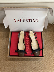 VALENTINO 26S HIGH HEEL SLINGBACKS IN BROWN AND BLACK CALFSKIN