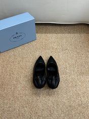 PRADA 26S POINTED TOE PUMPS 50MM IN BLACK CALFSKIN