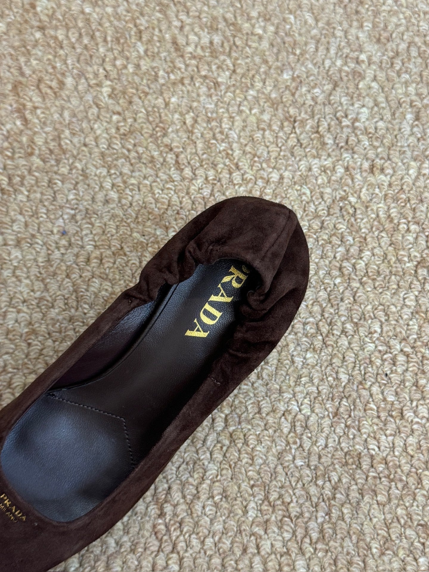 PRADA 26S POINTED TOE PUMPS 50MM IN DARK BROWN SUEDE