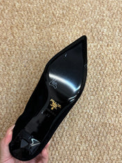 PRADA 26S POINTED TOE PUMPS 50MM IN BLACK SUEDE