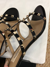 VALENTINO 26S ROCKSTUD HIGH HEEL SANDALS IN BLACK CALFSKIN